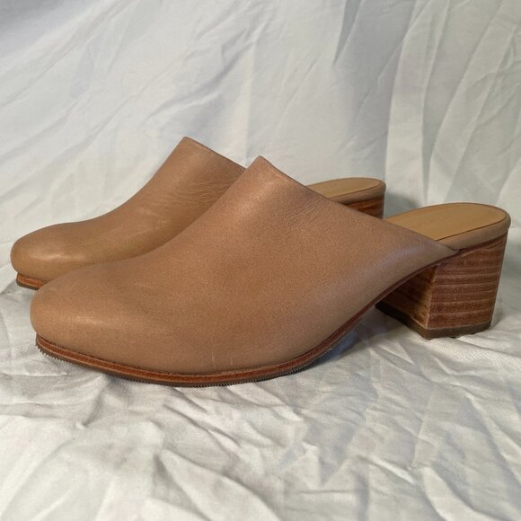 Nisolo Women's All Day Leather Heeled Mule In Almond Size 7.5 NEW! - Picture 1 of 7